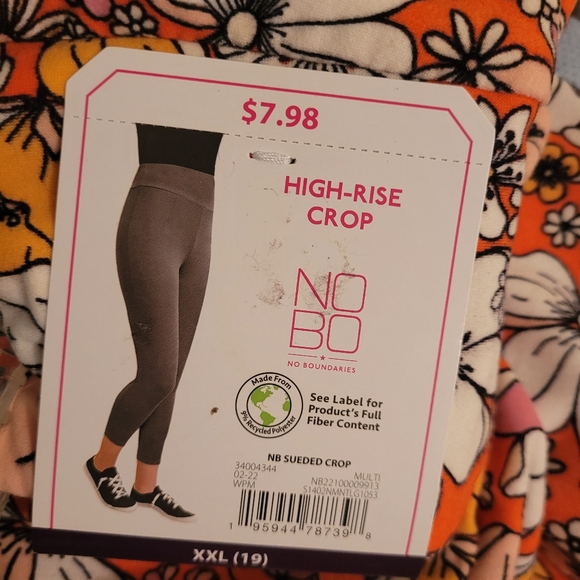 New No Boundaries High Rise Crop Sueded Leggings Women Junior Coral Floral - Picture 2 of 3
